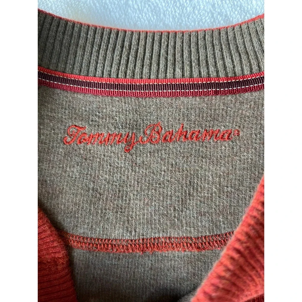Tommy Bahama Men's Orange V-Neck Long Sleeve‎ Cotton Sweater Size L Fall